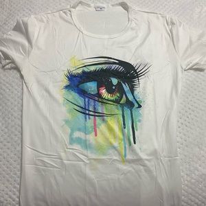 Neck Print White T-shirt